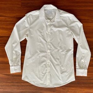 Med Mizzen+Main Leeward White Solid Dress Shirt